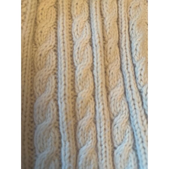 Handmade Cable Knit Cardigan Sweater Beige Wool Blend Fisherman Nautical Chic - Picture 2 of 4